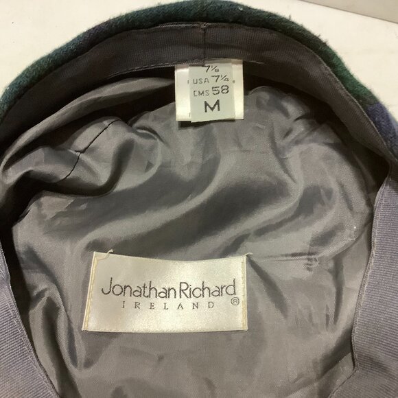 Jonathan Richard Ireland Plaid Newsboy Cap Hat Green/Blue Size M 7 1/8 7 1/4 - Picture 7 of 8